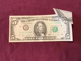 Rare 1988a $5.  00 Dollar Bill Folding Errors Crispy Uncirculated?