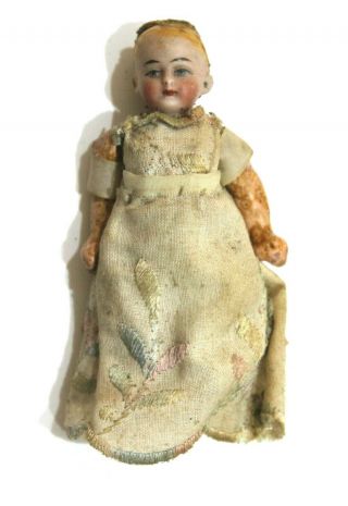 Antique Early 20th Century Miniature Porcelain Bisque Dolls House Girl Doll