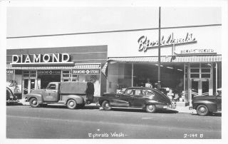 Wa Rare Real Photo 1940’s Stores & Autos At Epharta,  Washington - Grant County