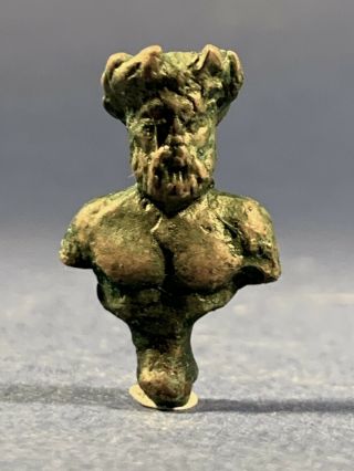 Stunning Ancient Roman Bronze Bust Of Zeus Jupiter Statuette - Circa 100 - 200 Ad
