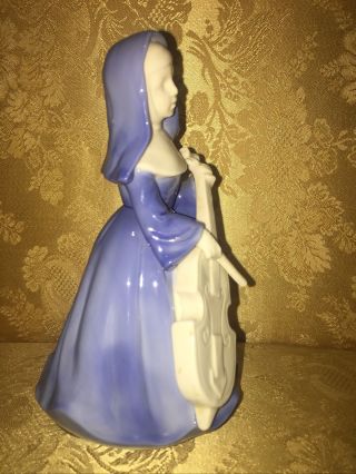 Vtg Blue Nun Figurine Playing The Cello Musical Box Melody Sound Of Ave Maria 2