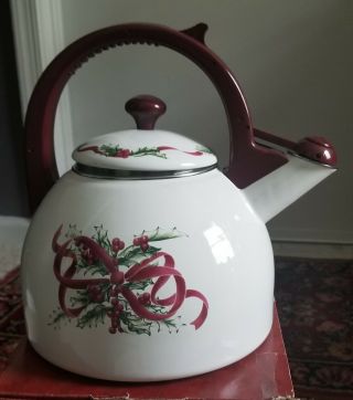 Charter Club Winter Garland Tea Kettle Pot Rare 2000