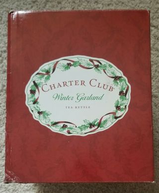 Charter Club Winter Garland Tea Kettle Pot RARE 2000 2