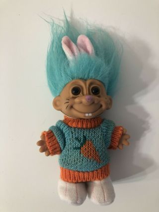 Russ Troll Doll Easter Bunny Aqua Blue Hair 5 