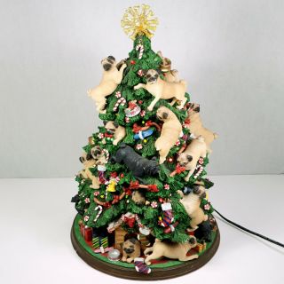 Danbury Pug Christmas Tree Rare Decoration All Lights