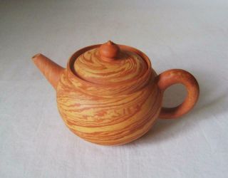Antique Agate Ware / Banko Ware Tiny Japanese Teapot: Meiji Period C.  1880