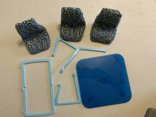 Vintage Barbie Dream House Furniture Blue Dining Room Table & Chairs Parts