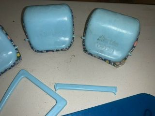 VINTAGE BARBIE DREAM HOUSE FURNITURE Blue Dining Room Table & Chairs parts 3