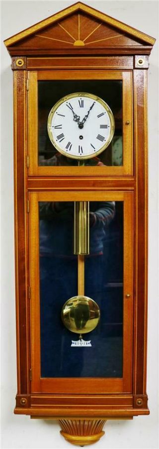 Rare Vintage Franz Hermle 8 Day Mahogany Single Weight Regulator Wall Clock