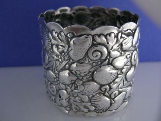 Rare Sterling Gorham Napkin Ring Aesthetic Sea Life Shells Oysters Seaweed Crab