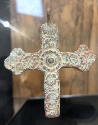 Antique Ancient Reliquary Bronze Cross Crucifix