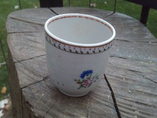Rare Antique Chinese Export Famille Rose Bianco Sopra Bianco Coffee Cup C.  1750