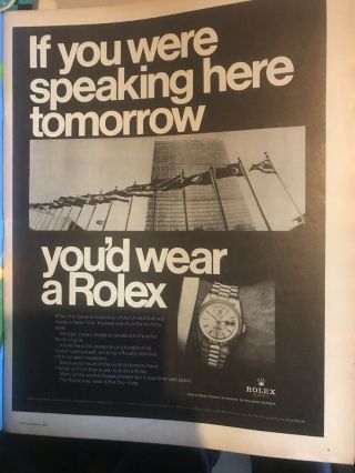 1967 Rare Rolex Day Date Vintage Watches Print Ad Advertising Retro