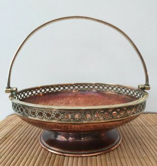 Antique Arts & Crafts Copper Basket Bowl Ae Jones For George Connell No2