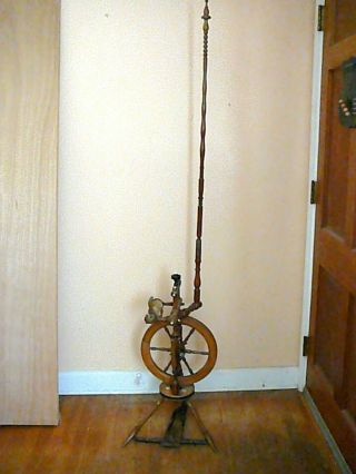 Antique 1835 American Silk Finest Spinning Wheel Flax Rare Important,