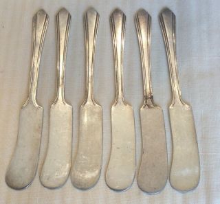 6 National Silver Co 1931 Lady Joan Pattern Butter Spreader Paddle Knives