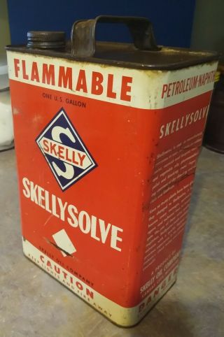 Rare Old Skelly Oil Co.  " Skellysolve " One Gallon Can.  Rare Version