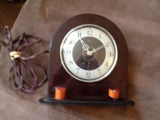 Antique/vintage Electric,  Mantle,  Clock,  Bakelite,  Sterling,  Brown,