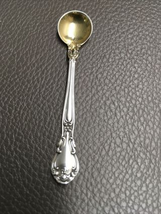 Gorham Chantilly 1895 Sterling Silver Salt Spoon With Gold Vermeil