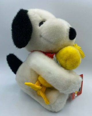 Snoopy Hugging Woodstock Plush Soft Vintage Toy W/ Tags Peanuts Collectible