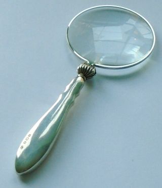 William Manton Hm Sterling Silver Handle Magnifying Glass B/ham 1918 George V