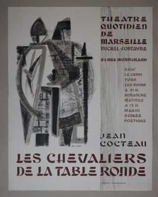 Rare Affiche Cocteau - Chevaliers De La Table Ronde - Marseille - Berto,  Walther