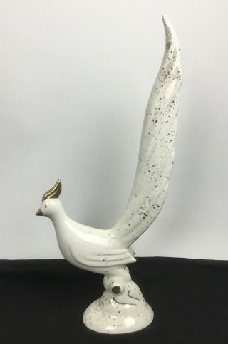 Vtg Mid Century Modern White/gold Phoenix Pheasant Peacock Bird Figurine Statue