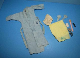 Vintage Barbie 1961 Ken Fashion Outfit Terry Togs Robe Set Near Complete 784