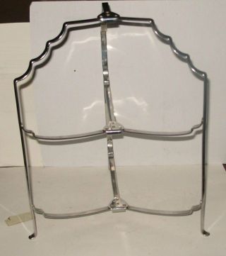 Vintage Old Olde Hall Stainless Steel 2 Tier Folding Cake Stand Hexagonal Plates 3