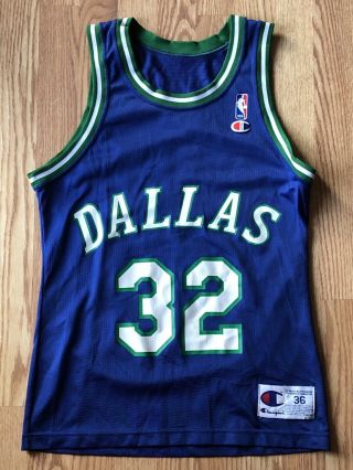 Vintage Rare Champion Jamal Mashburn Dallas Mavericks Nba Basketball Jersey Sz36