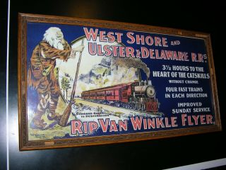 Rip Van Winkle W.  Shore Ulster & Delaware Rr Transportation Ad Sign Poster Rare