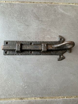 Antique Wrought Iron Blacksmith Made Gate Door Slide Bolt