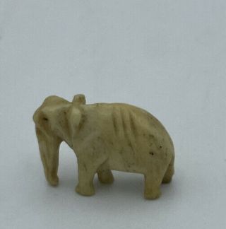 Antique Vintage Hand Carved Bovine Bone Elephant Miniature Small Tiny