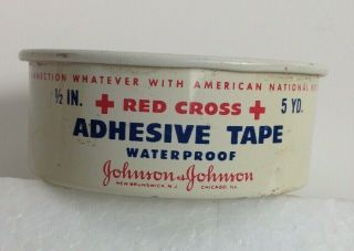 Vintage Antique Tin Johnson & Johnson Red Cross 1/2 " Adhesive Bandage Tape
