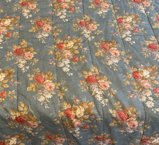Vintage Ralph Lauren King Comforter Sinclair Floral Blue Linen Rare