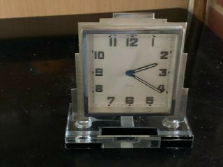 Solid Silver Backed 8 Day Swiss Made Art Deco Clock Hallmarked Birmingham 1935