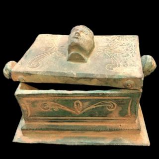 Rare Ancient Roman Bronze Huge Period Jewellery Box With Busts - 200 - 400 Ad