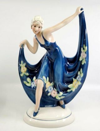 Rare Katzhutte Germany Goldscheider Era Art Deco Dancing Lady Figurine 13 "