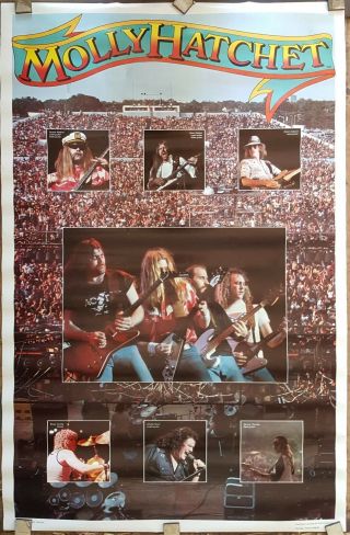 Molly Hatchet Rare Collage Poster 1980 Approx 22 X 33