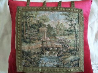 Antique 19c Aubusson French Woven Tapestry V Small Size11 " X11cm28x28