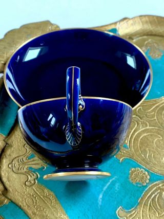 Sevres Splendid And Rare Antique Cup And Saucer 19th Blue Cobalt