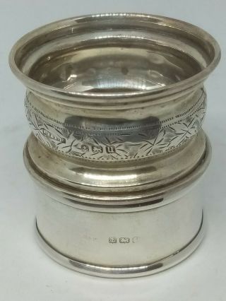 2 x Vintage Sterling Silver Serviette Napkin Ring Birmingham Engraved Antique 2