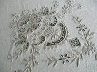 Vintage Madeira Tablecloth - Hand Embroidered - Linen - 50 " Sq.
