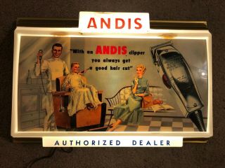 Rare Vintage Andis Master Clippers Dealer Sign Antique Barber Shop Advertisement