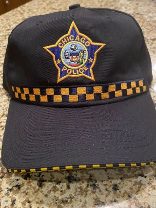 Vintage Chicago Police Department Cpd Trucker Snapback Hat Cap Blue Made In Usa