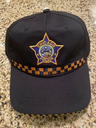 Vintage Chicago Police Department CPD Trucker Snapback Hat Cap Blue Made in USA 2
