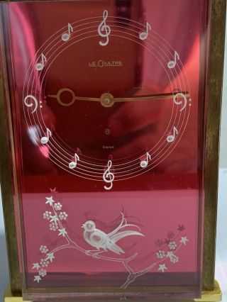 Rare Jaeger Lecoultre 8 Day Musical Alarm Clock Reuge Music Box Lucite Bird