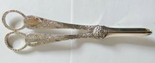 Rare Antique Fine Quality Silver Plated Grape Scissors - Hallmarked -