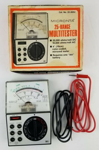 Vintage Micronta Radio Shack 22 - 202u Analog Multimeter 25 - Range Multitester