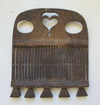 Rare Swedish Antique 17 - 1800s Tape Loom Rigid Heddle Folk Art Heart Brides Gift